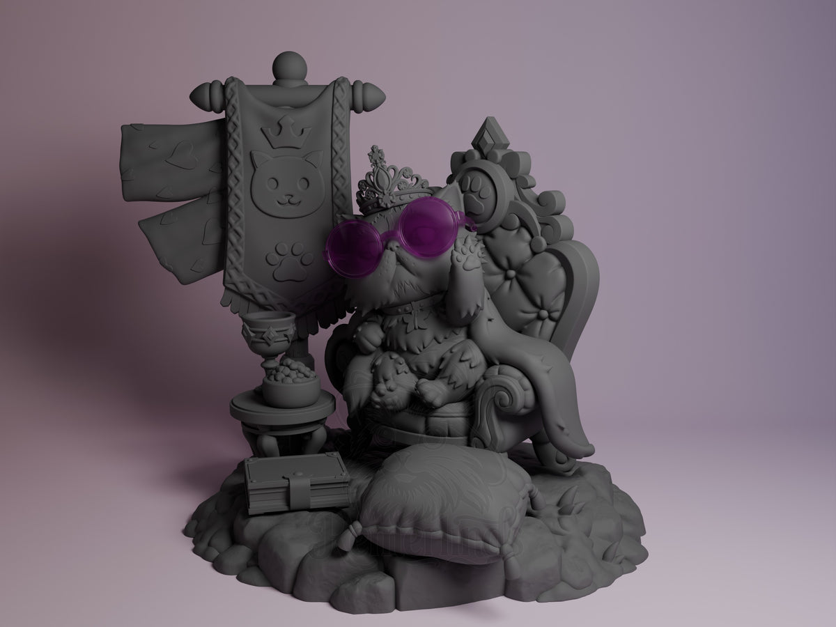 Princess Donut from Dungeon Crawler Carl is an unpainted resin Chibi figure, seated front-facing on a sculpted base.
