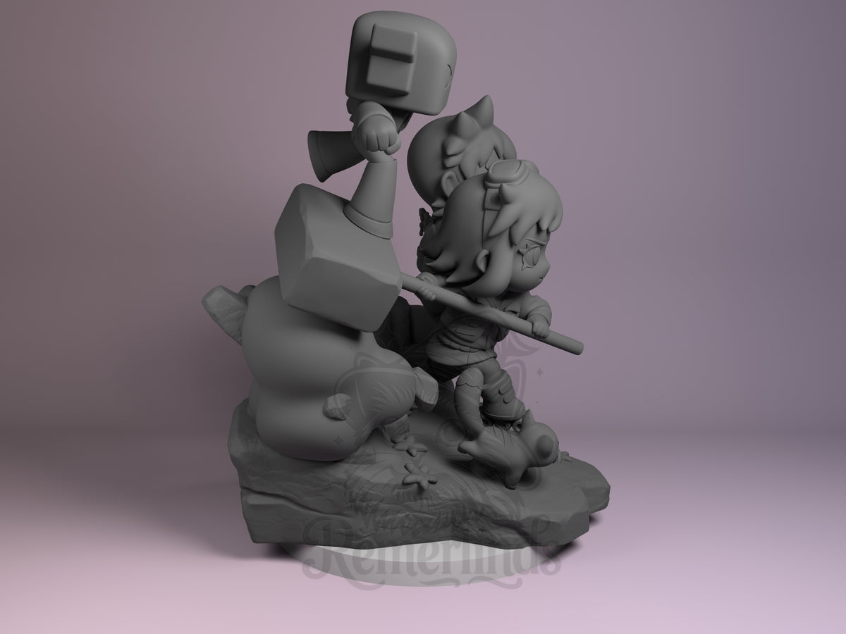Right side angle highlighting notable pose or armor/prop feature.