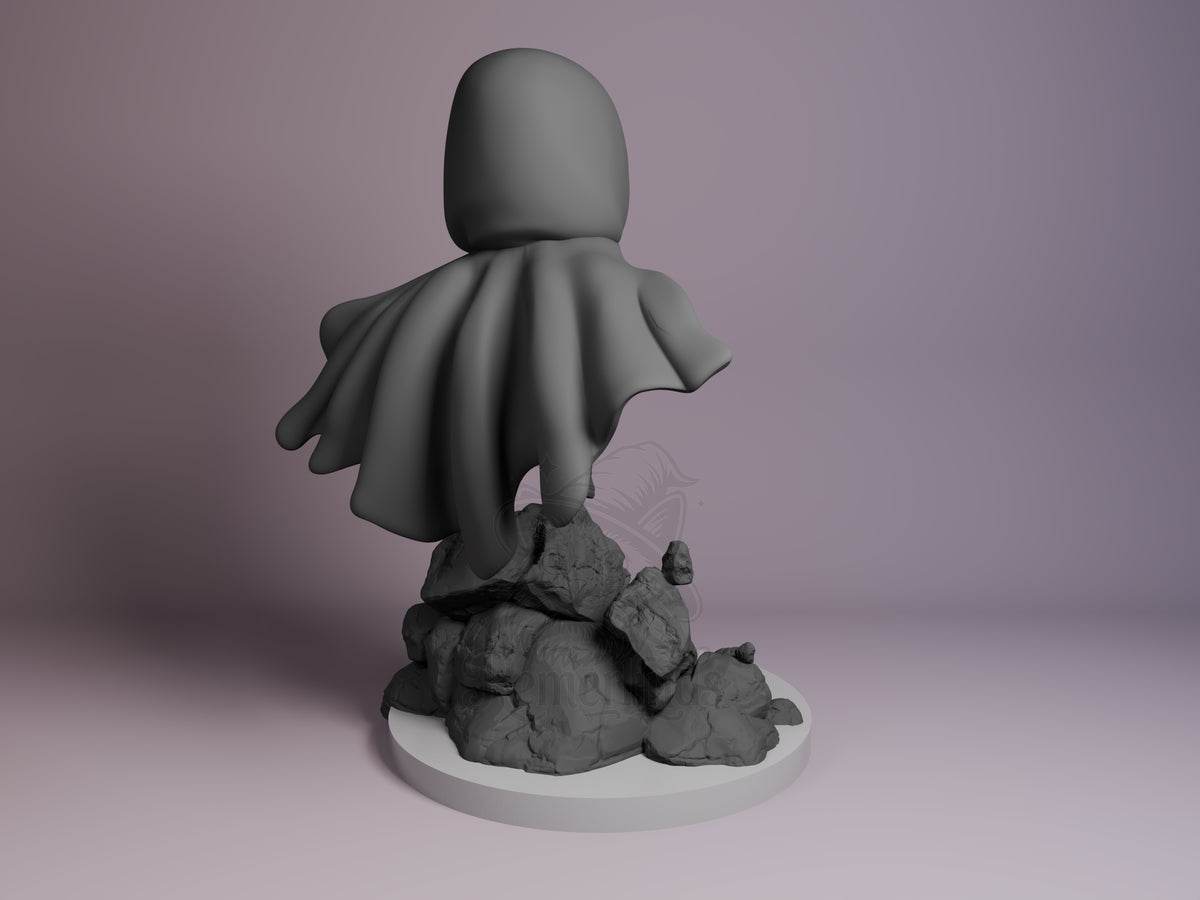 Rear view showing cloak, back armor, or base sculpt detail.