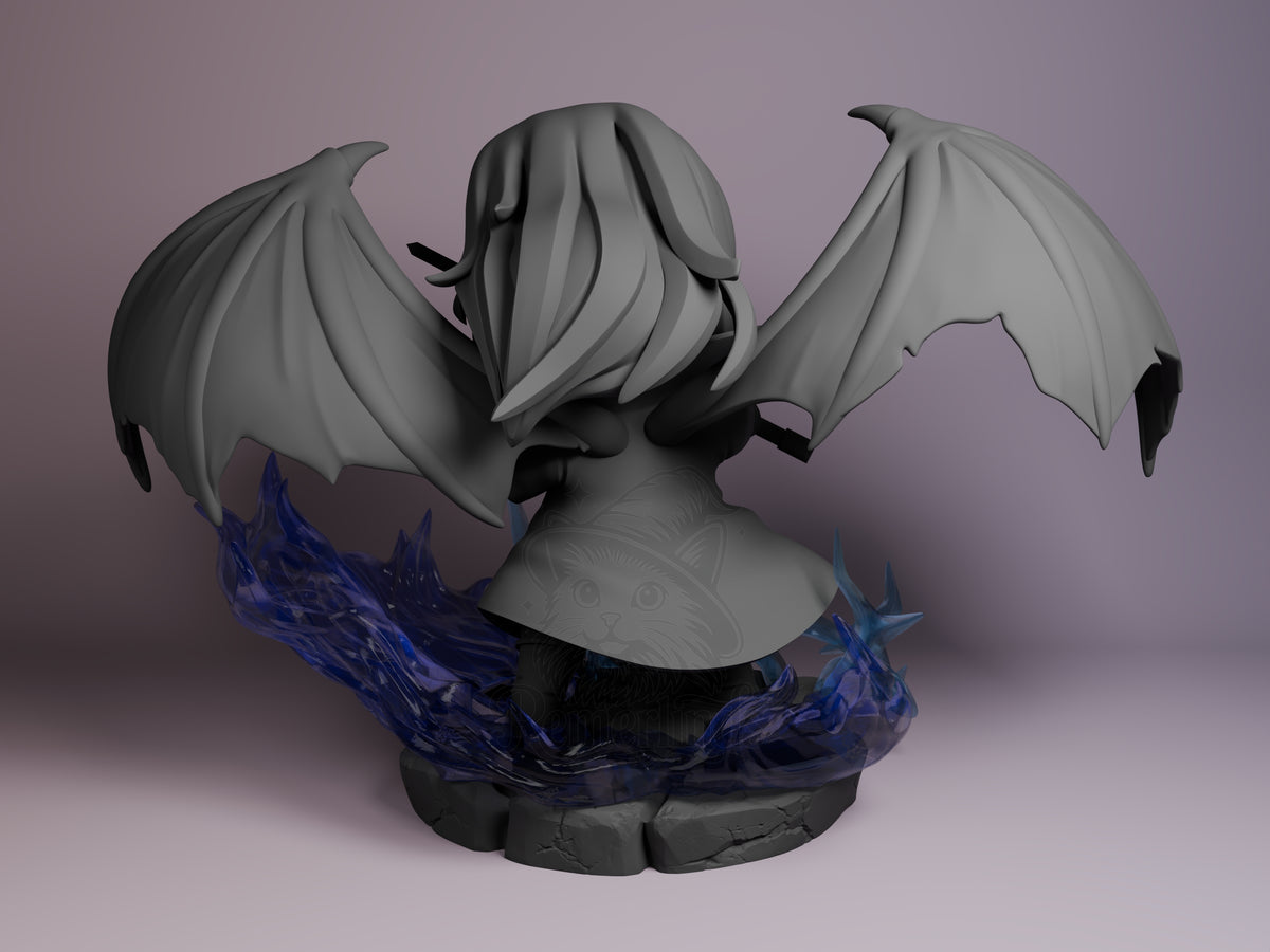 Back view shows Rimuru Tempest from That Time I Got Re-incarnated as a Slime, an unpainted resin Chibi figure on sculpted a ?