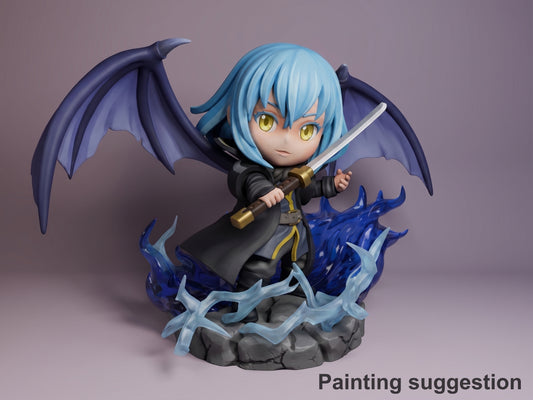 Blue Slime Slime Rebirth Saga 3D printed resin figure by Nomnom, colored view.