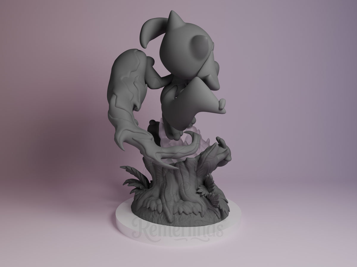 Riolu from Pocket Specters resin Chibi figure by Nomnom, rear view showing back and base sculpt.