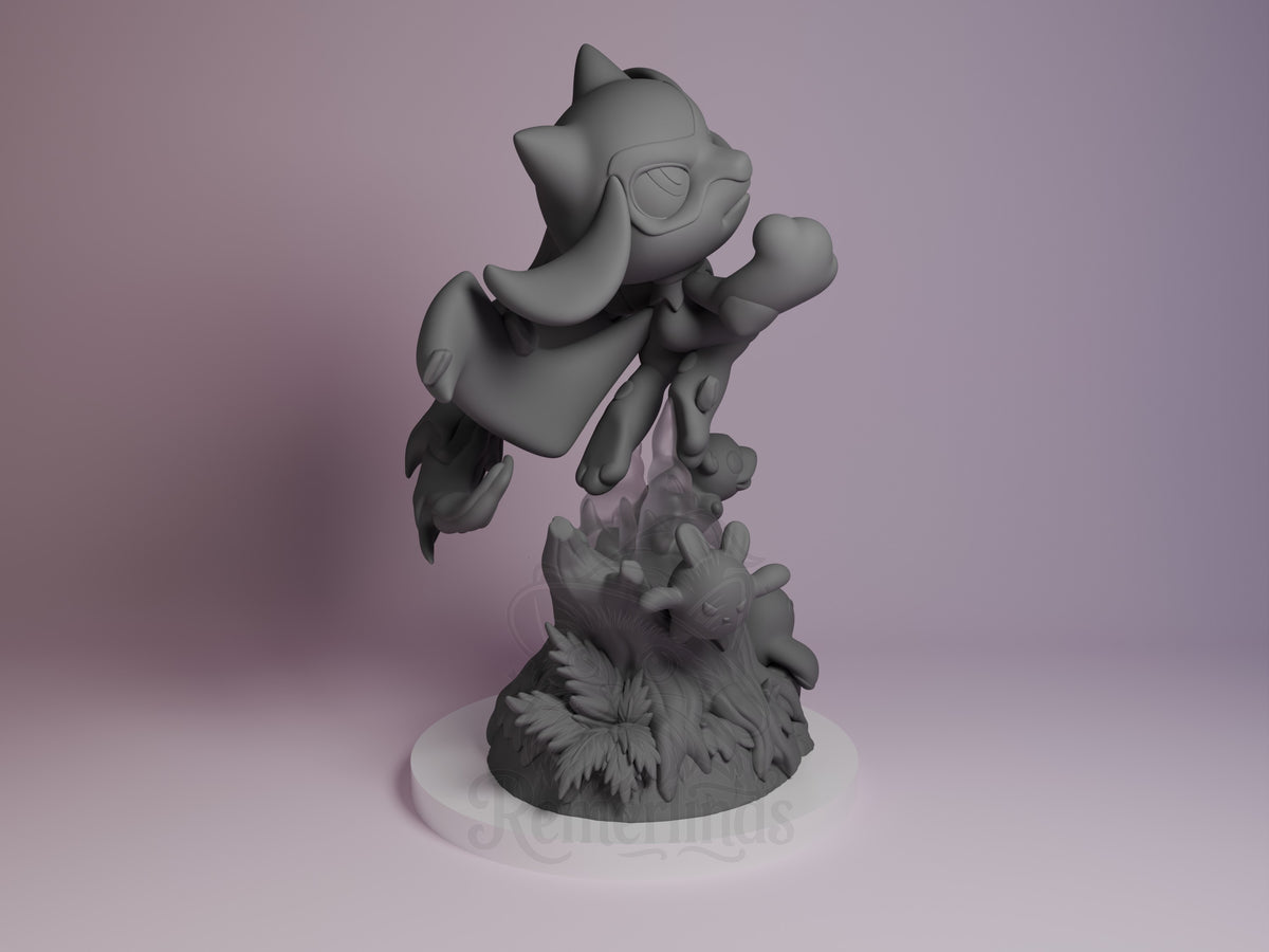 Riolu from Pocket Specters resin Chibi figure by Nomnom, right side view.