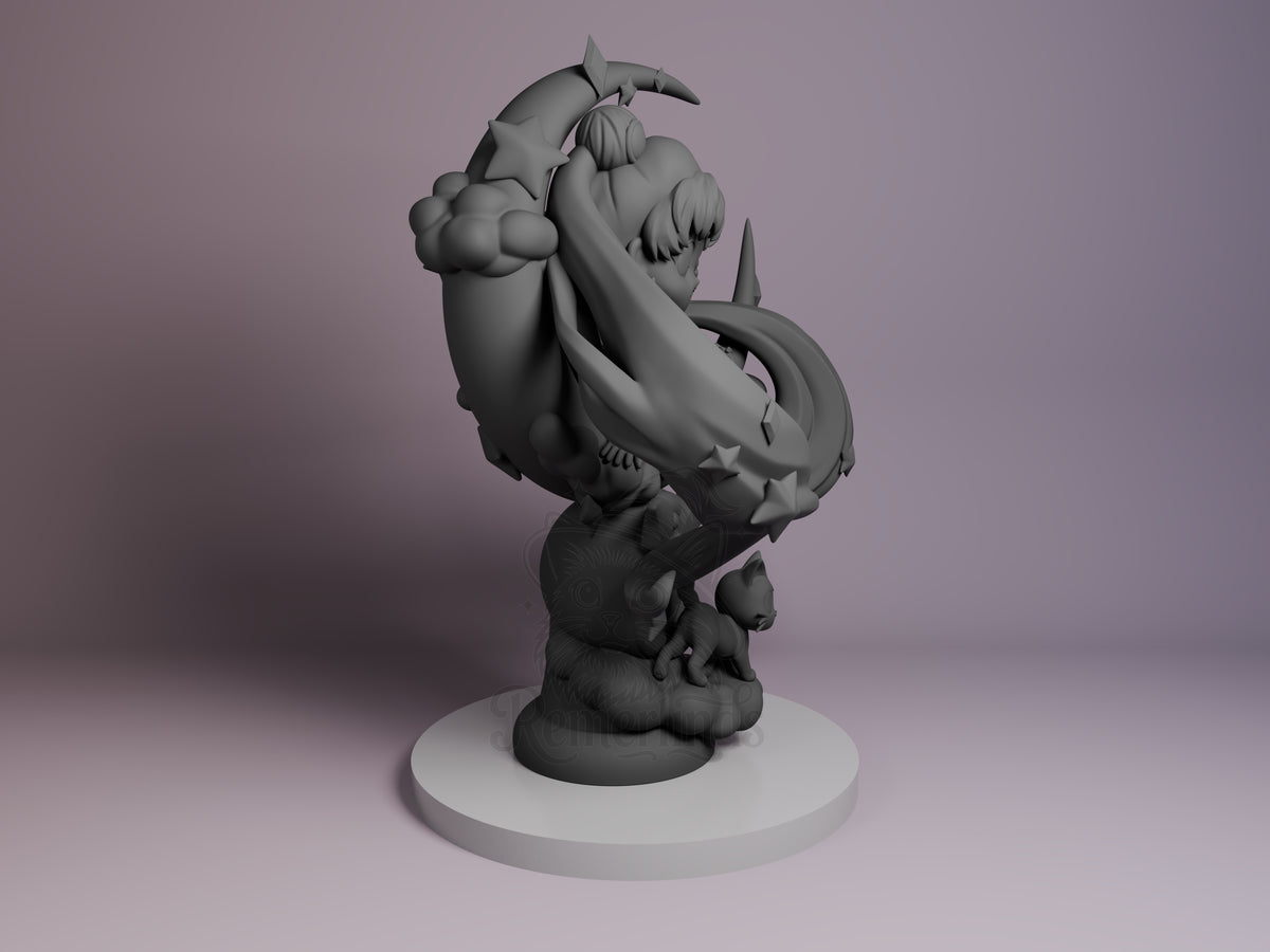 Right-side Sailor Moon from Sailor Moon is an unpainted resin Chibi figure on a cat base.