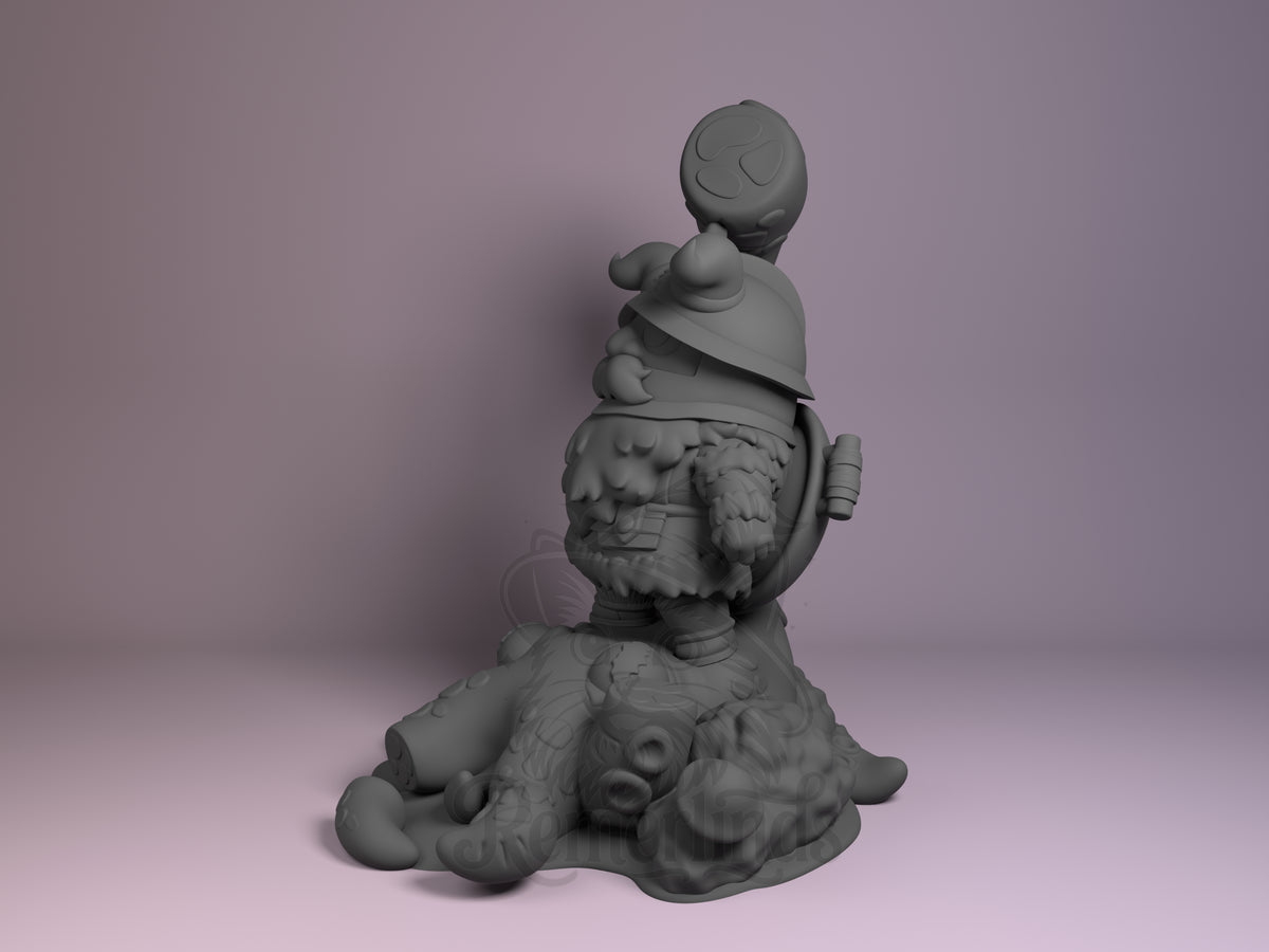 Stonebound Hero Culinary Dungeon Quest 3D printed resin figure by Nomnom, angled view showing dimensional details.
