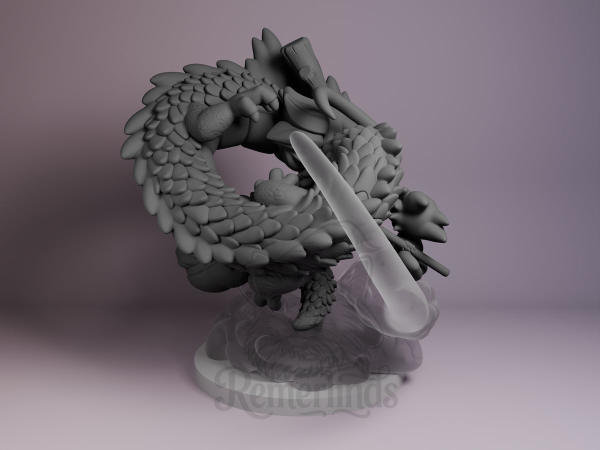 Rear view showing cloak, back armor, or base sculpt detail.
