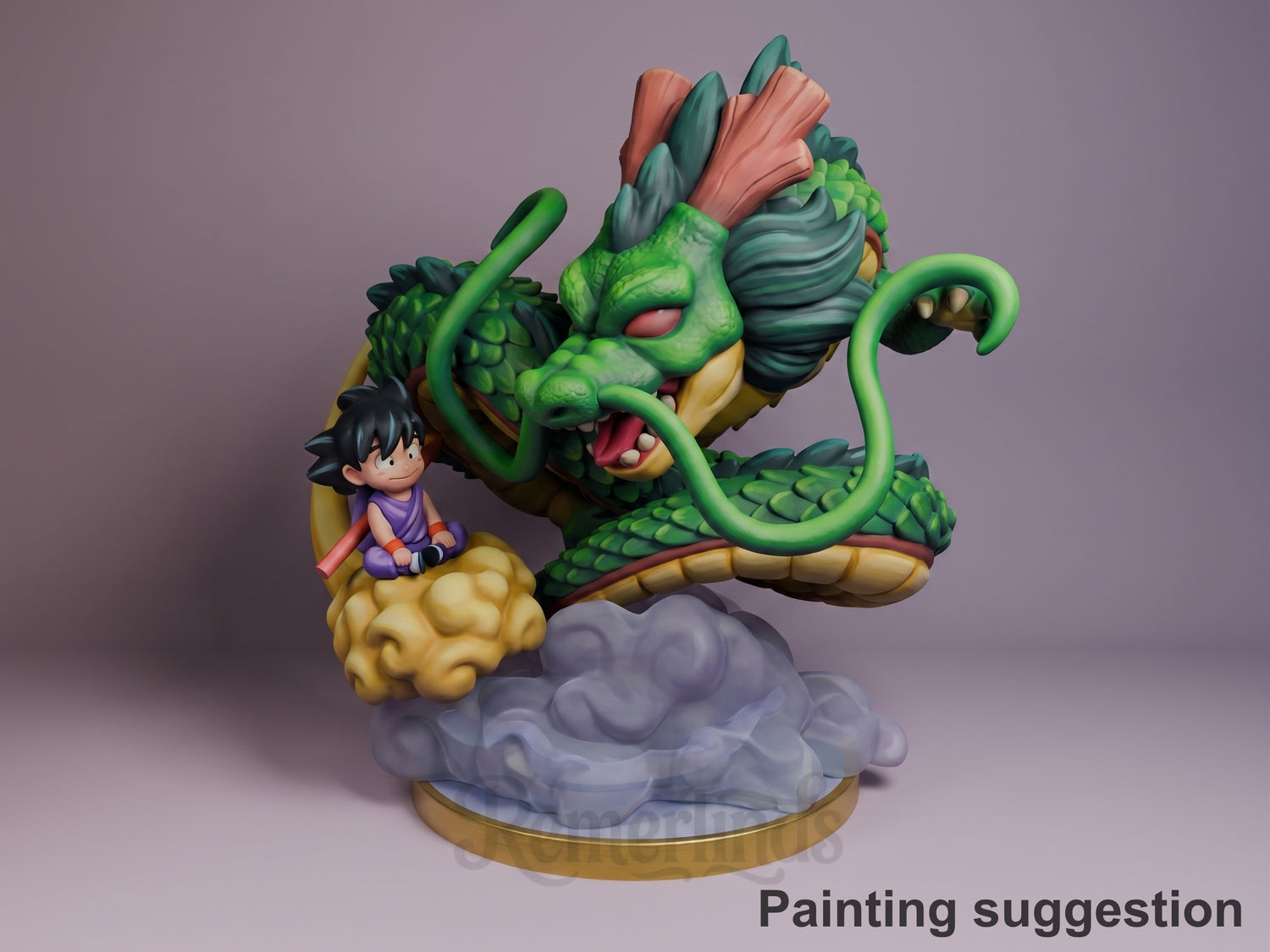 Dragon Guardian Dragon Sphere Y 3D printed resin figure by Nomnom, colored view.