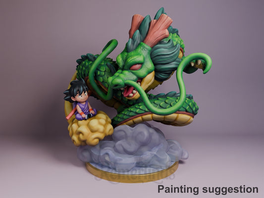 Dragon Guardian Dragon Sphere Y 3D printed resin figure by Nomnom, colored view.