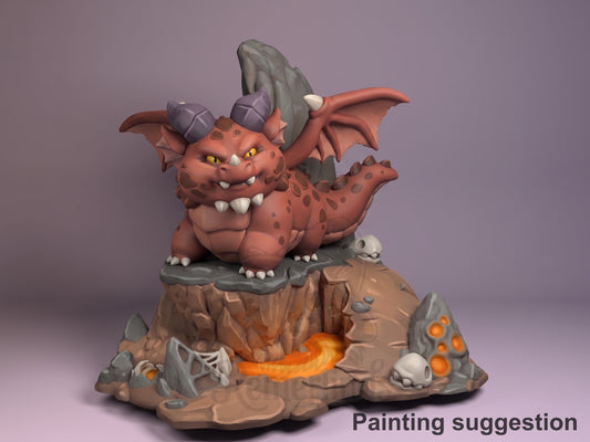 Fire Wyrm fantasy tabletop roleplaying game 3D printed resin figure by Nomnom, colored view.