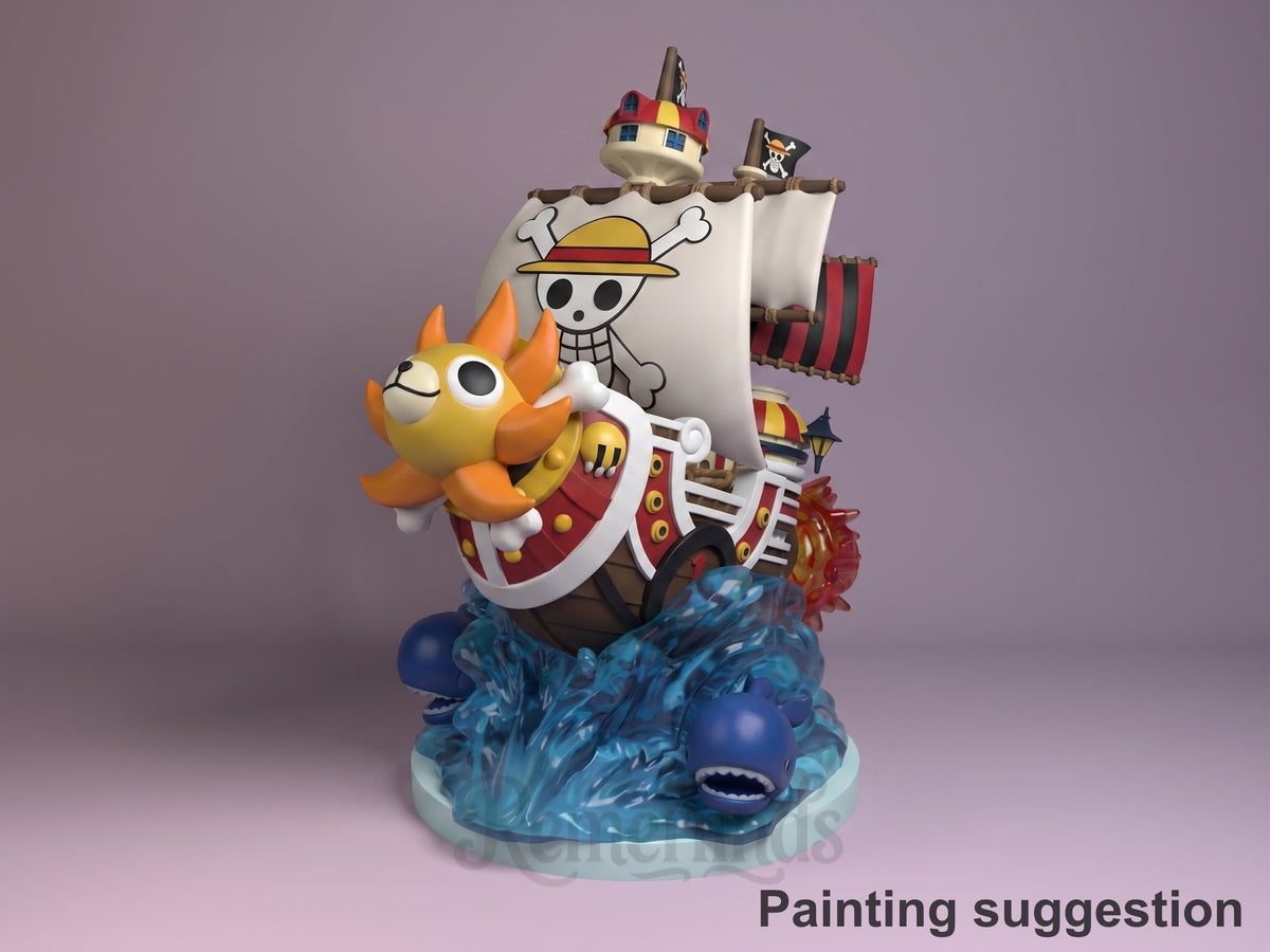 Sunny Lion Ship One Treasure Voyage 3D printed resin figure by Nomnom, colored view.