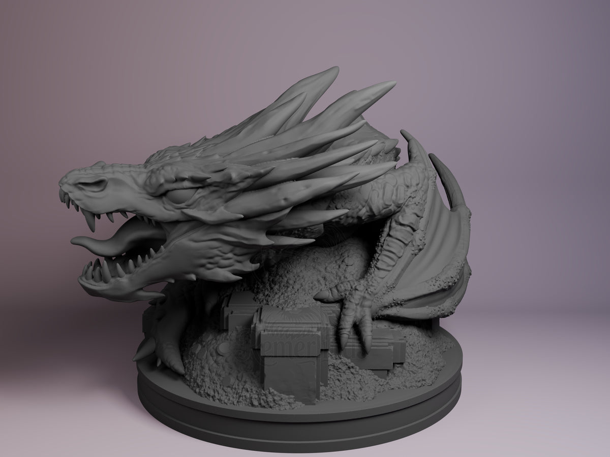 Tiny Emberdrake Adventure in the Shire 3D printed resin Chibi figure by Nomnom, angled view showing dimensional details.