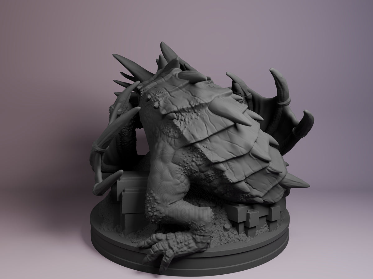 Rear view showing cloak, back armor, or base sculpt detail.
