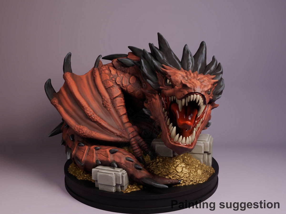 Painted Tiny Emberdrake from Adventure in the Shire resin Chibi figure crouches, wings spread.