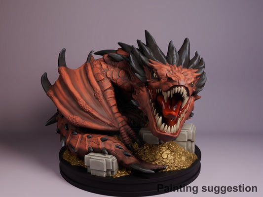 Painted Tiny Emberdrake from Adventure in the Shire resin Chibi figure crouches, wings spread.