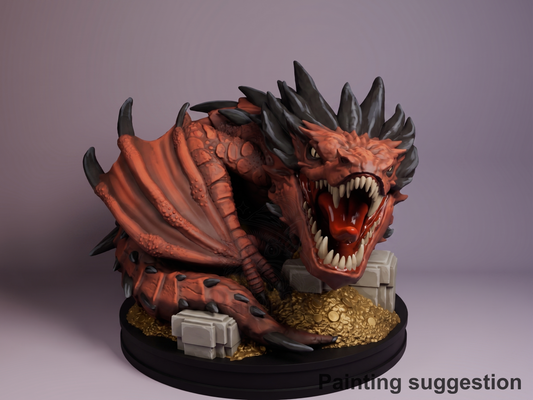 Tiny Emberdrake Adventure in the Shire 3D printed resin Chibi figure by Nomnom, colored view.