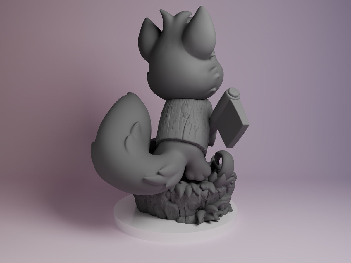 Rear view showing cloak, back armor, or base sculpt detail.