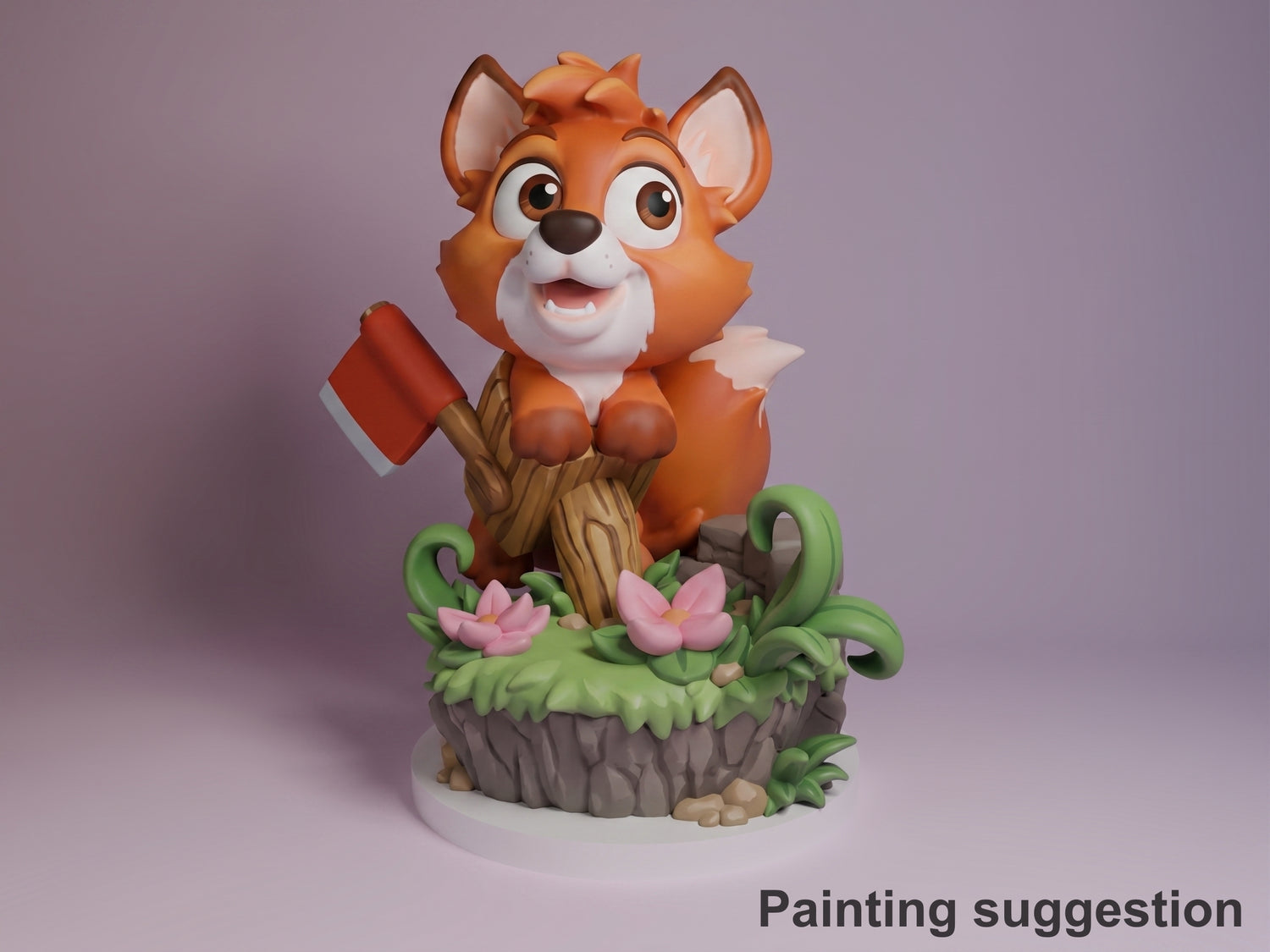 Rusty Fox Pup Forest Friends Tale 3D printed resin figure by Nomnom, colored view.