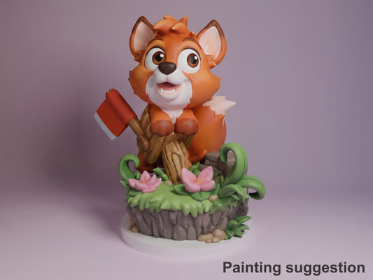 Rusty Fox Pup Forest Friends Tale 3D printed resin figure by Nomnom, colored view.