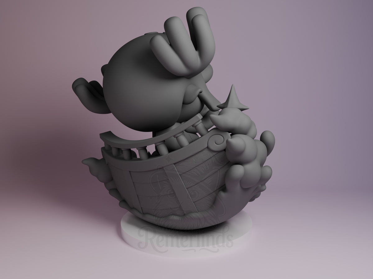 Tony Chopper from One Treasure Voyage resin Chibi figure by Nomnom, rear view showing back and base sculpt.