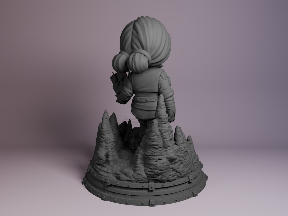 Rear view showing cloak, back armor, or base sculpt detail.
