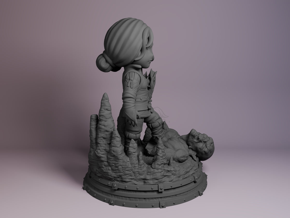 Right side angle highlighting notable pose or armor/prop feature.
