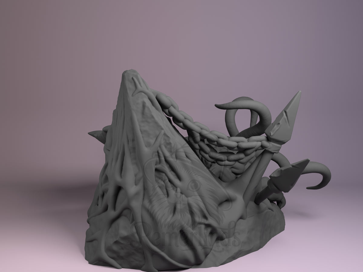 Rear view showing cloak, back armor, or base sculpt detail.