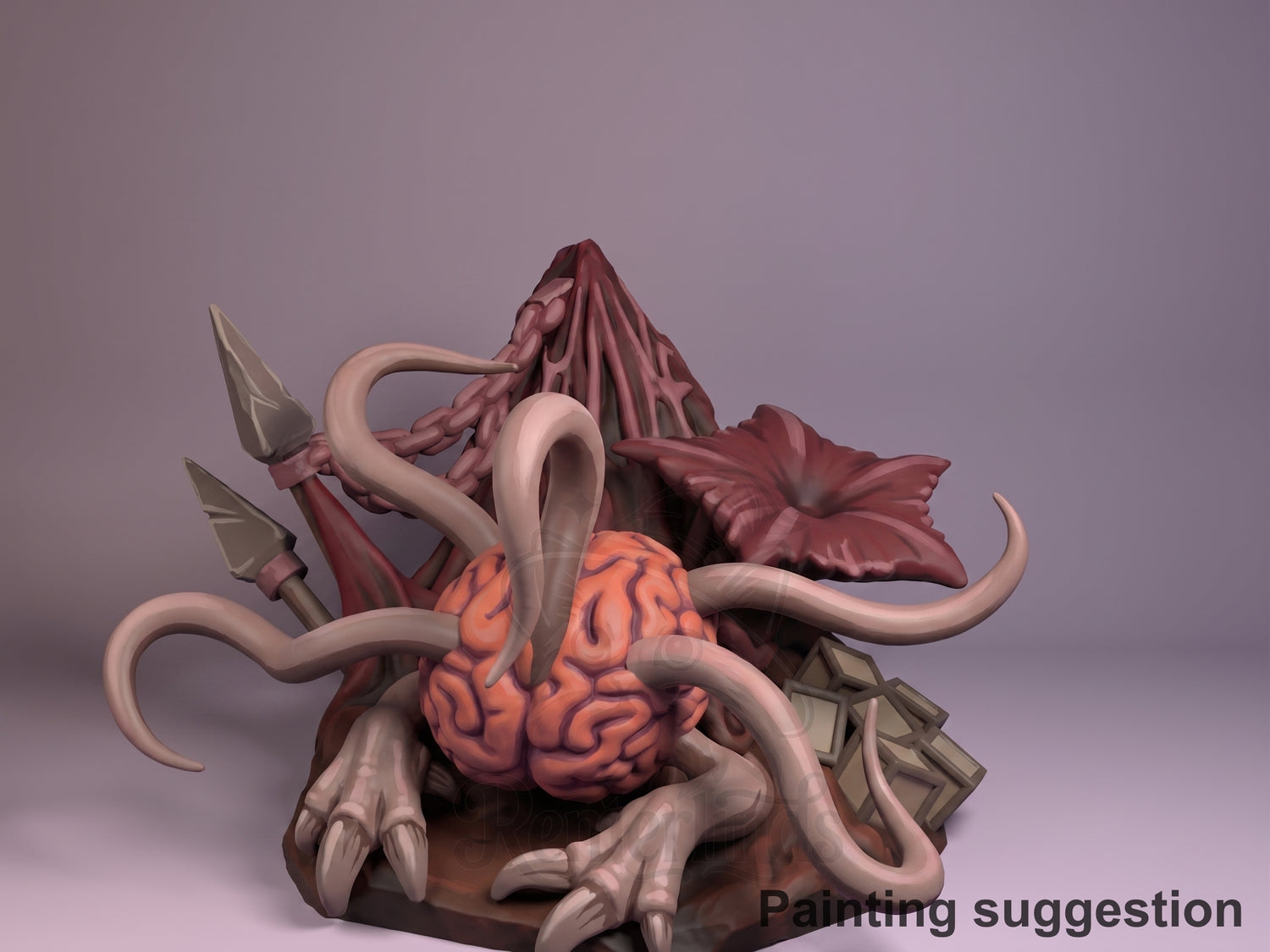Shadow Kin classic fantasy roleplaying setting 3D printed resin figure by Nomnom, colored view.