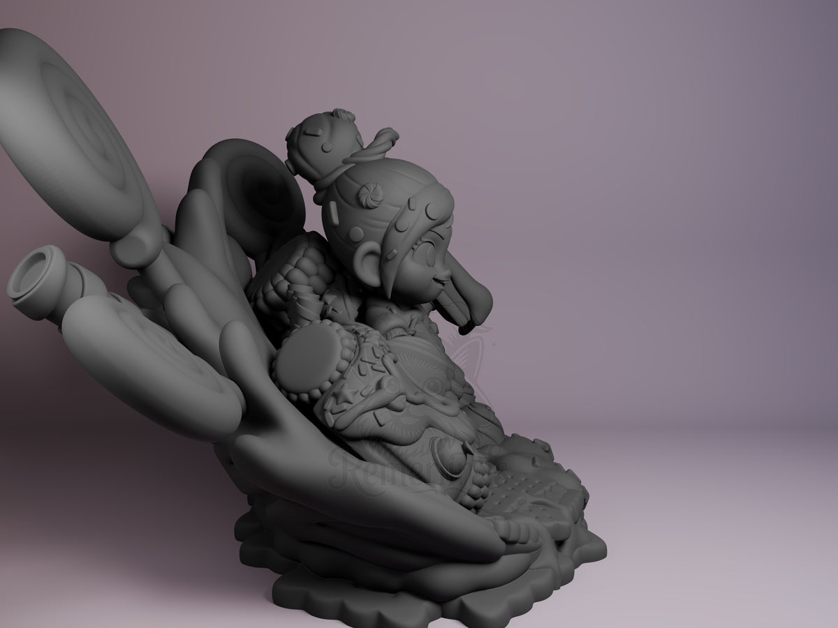 Right side angle highlighting notable pose or armor/prop feature.