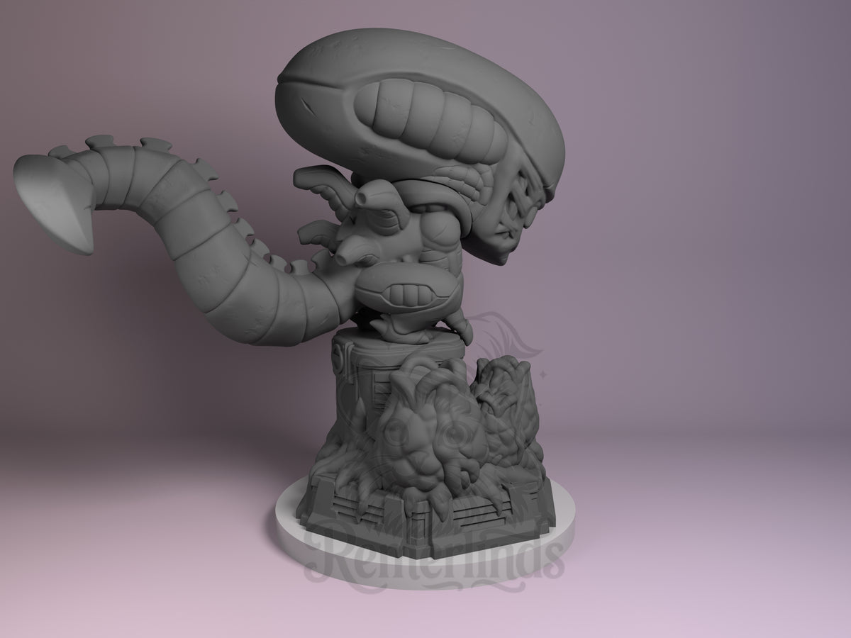 Rear view showing cloak, back armor, or base sculpt detail.