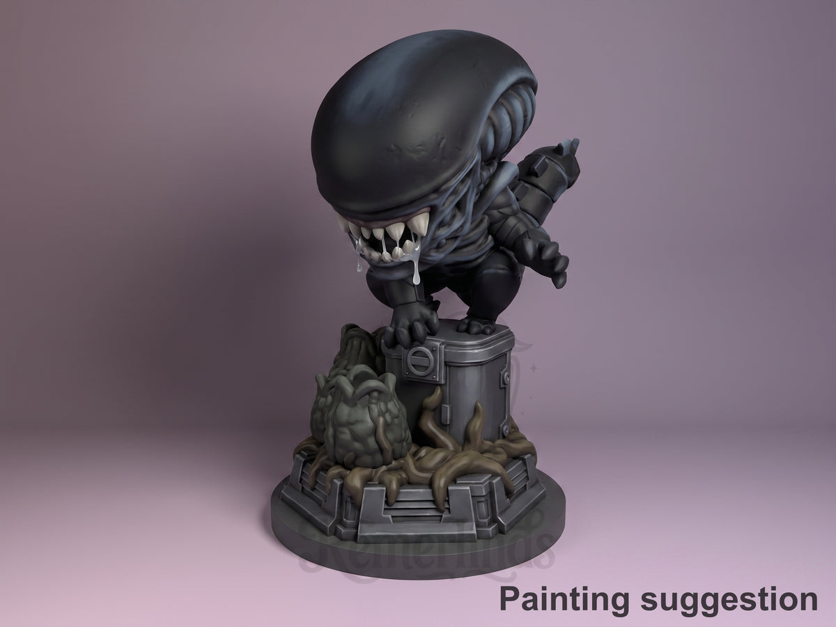 Xenobeast Broodling Deep Space Horror 3D printed resin figure by Nomnom, colored view.