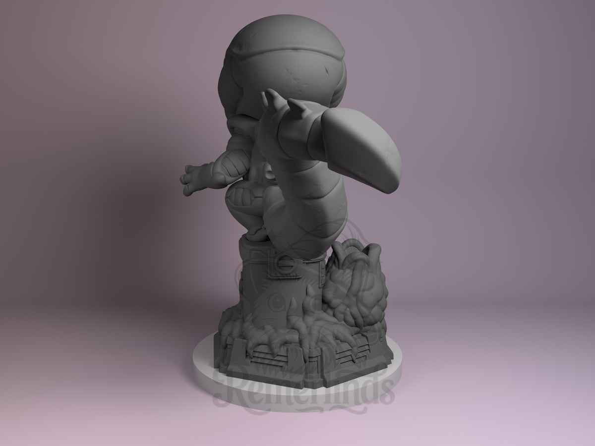 Left side angle showing gesture, weapon, or outfit detail.