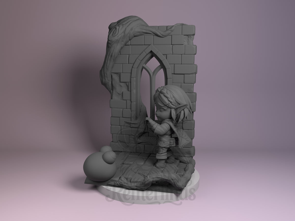 Queen Zalde Tales of Daelz 3D printed resin figure by Nomnom, angled view showing dimensional details.