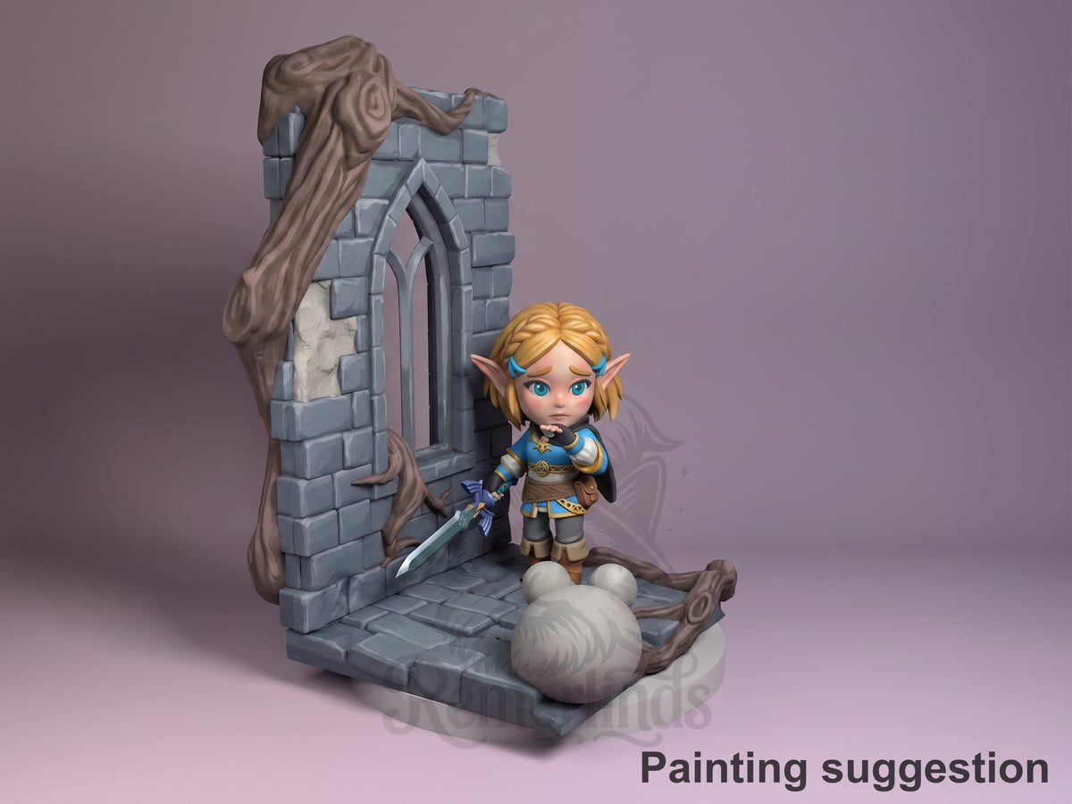 Queen Zalde Tales of Daelz 3D printed resin figure by Nomnom, colored view.