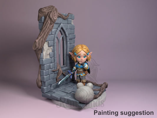 Queen Zalde Tales of Daelz 3D printed resin figure by Nomnom, colored view.