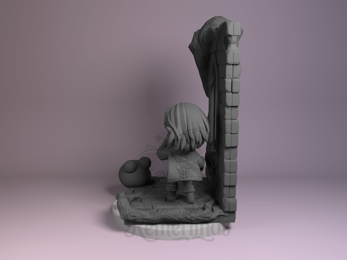 Left side angle showing gesture, weapon, or outfit detail.