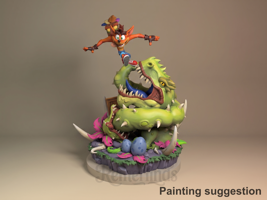 Spin Bandicoot Marsupial Mayhem 3D printed resin figure by Nomnom, colored view.