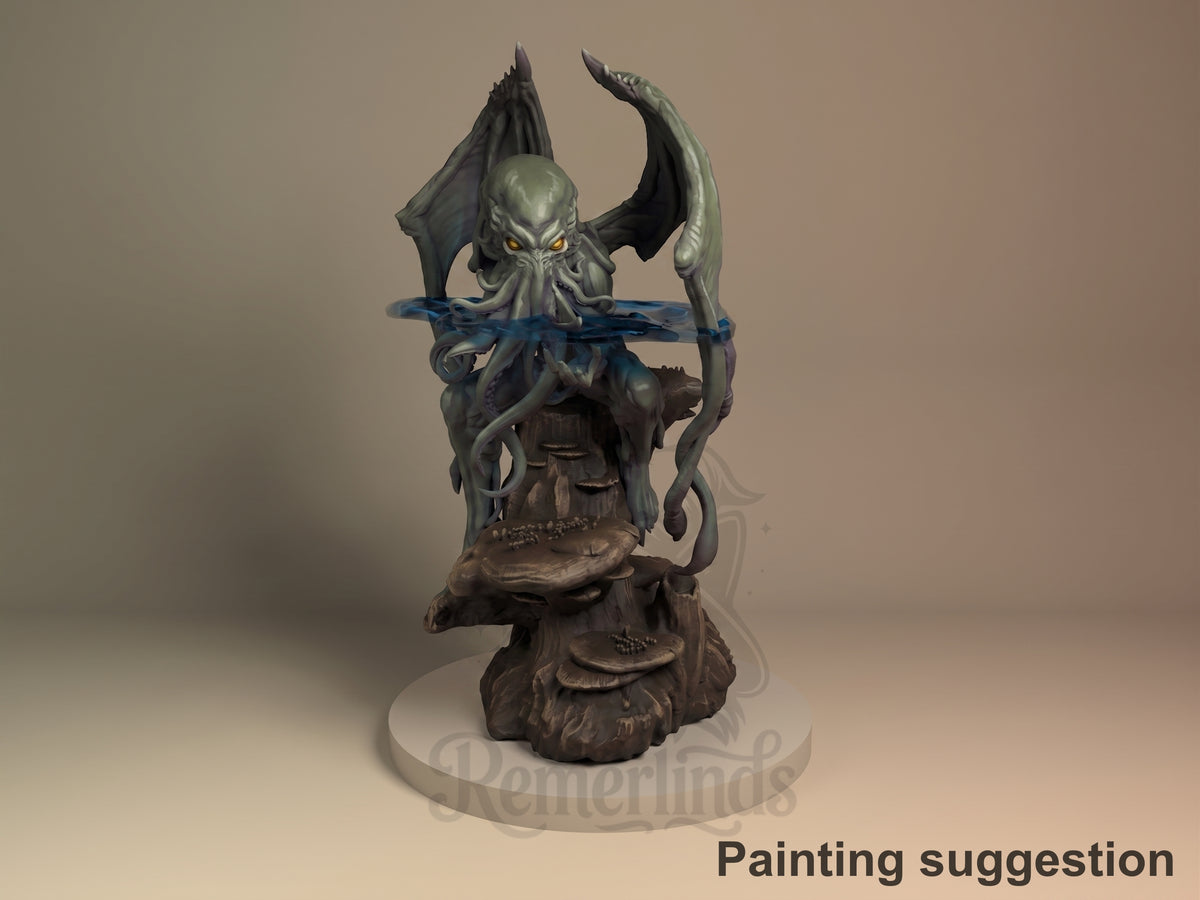 Cthulhu Mythos 3D printed resin figure by Nomnom, colored view.
