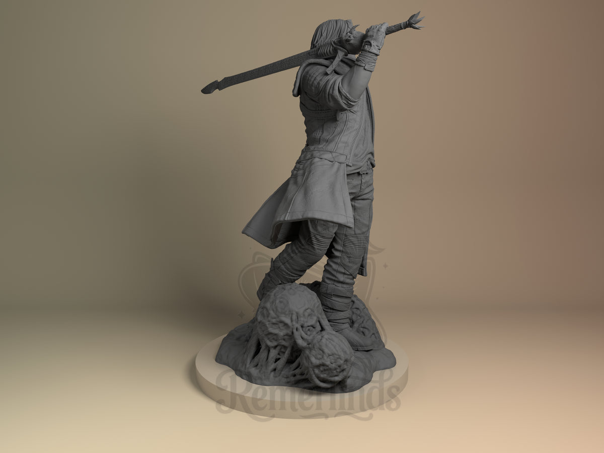 Right side angle highlighting notable pose or armor/prop feature.
