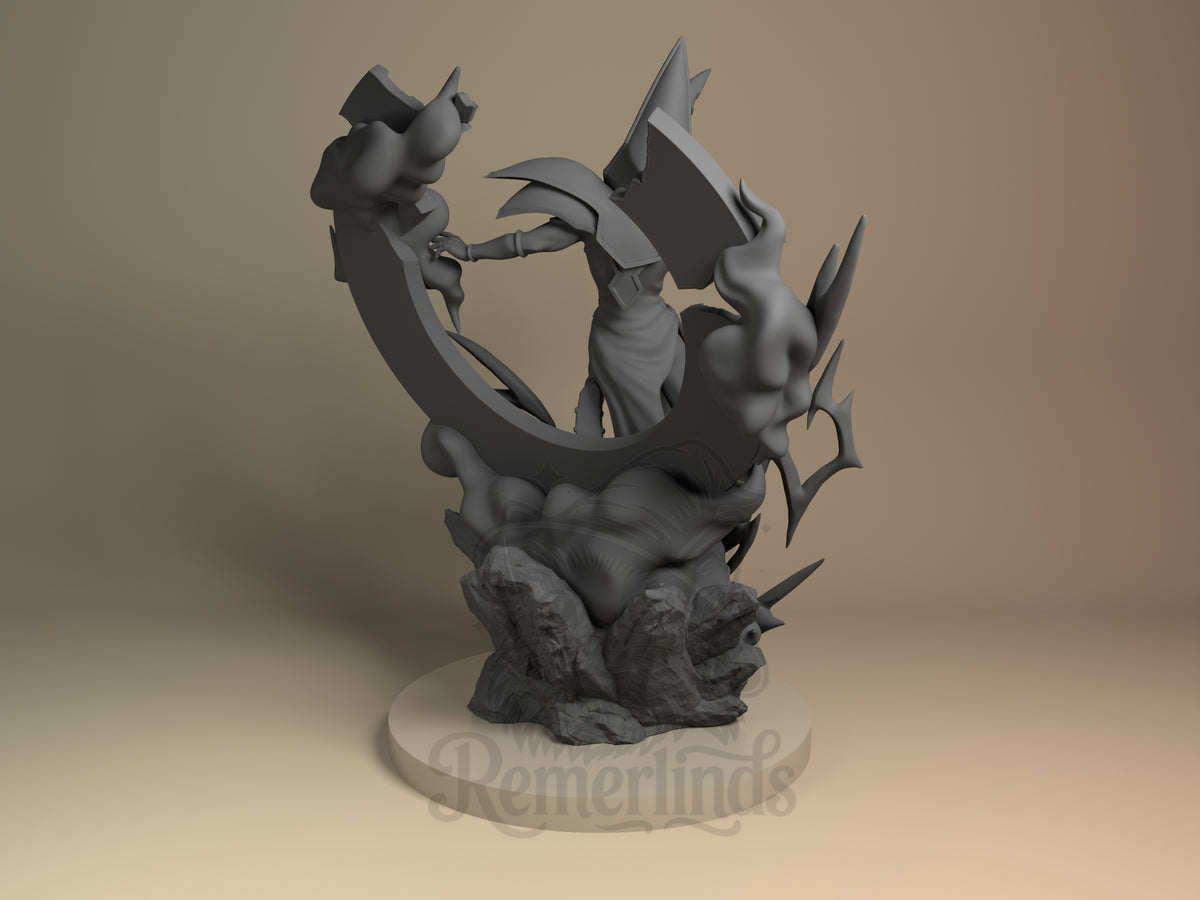 Rear view showing cloak, back armor, or base sculpt detail.