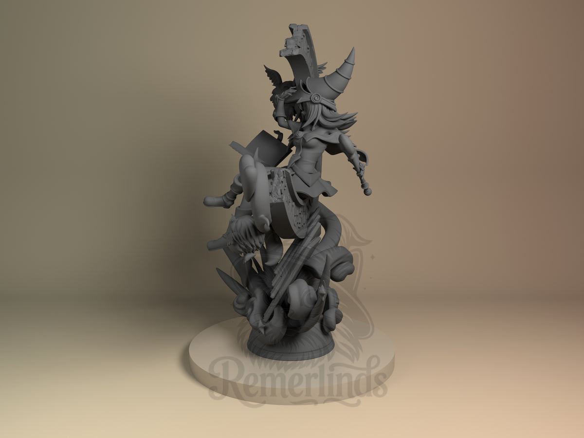 Mystic Sorceress Card Duel Saga 3D printed resin figure by Nomnom, angled view showing dimensional details.