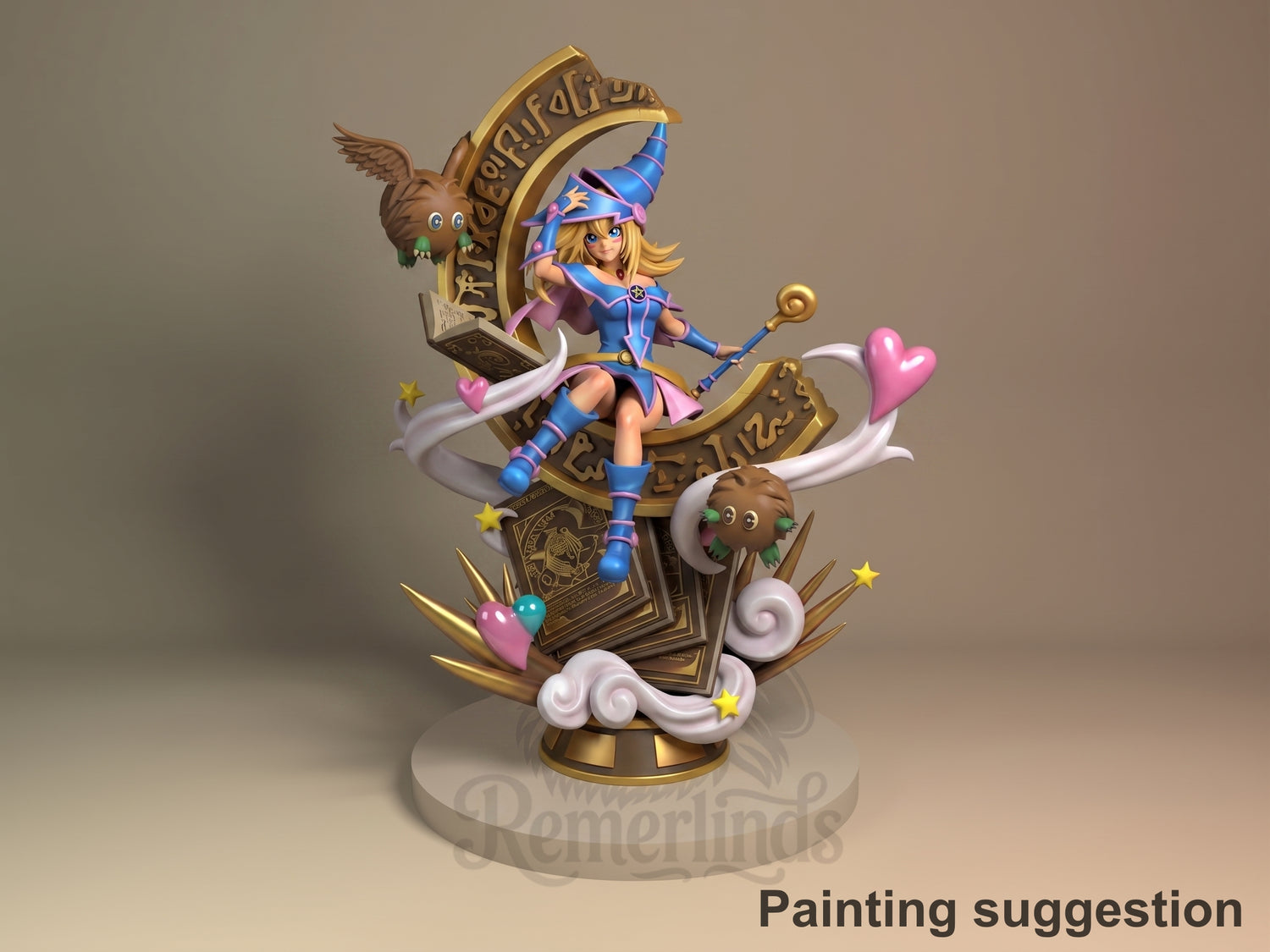 Mystic Sorceress Card Duel Saga 3D printed resin figure by Nomnom, colored view.