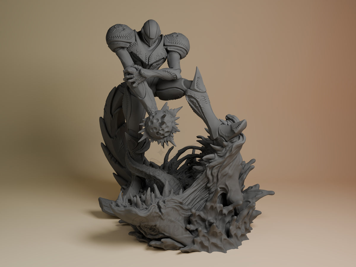 Abyss Wraith from Galaxy Hunter Saga is a front-facing, unpainted resin figure crouching with crossed arms on a sculpted, sp.