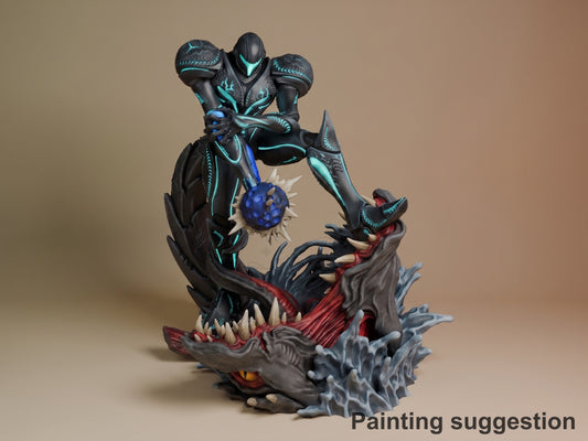 Abyss Wraith Galaxy Hunter Saga 3D printed resin figure by Nomnom, colored view.