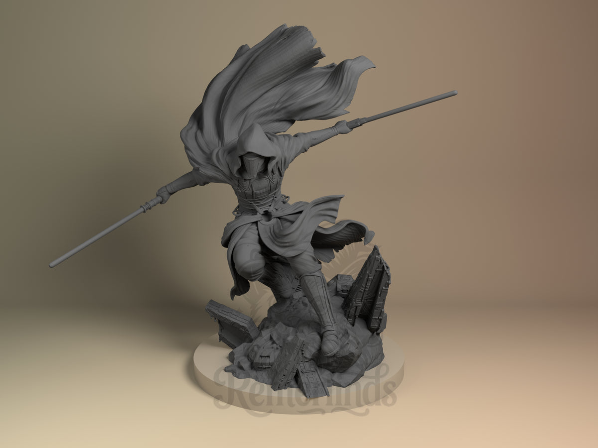 Masked Revenant from Galactic Warriors is an unpainted front-view resin figure on a sculpted base.
