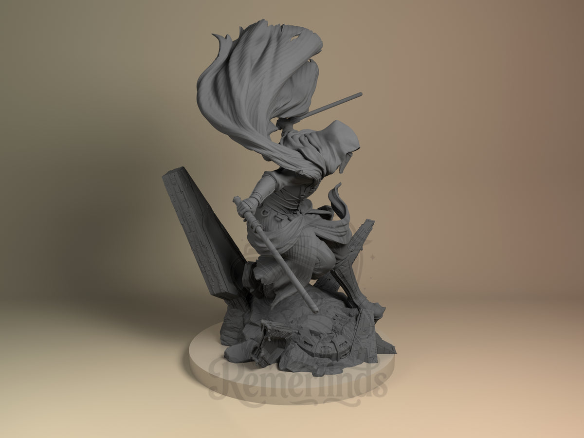 Right side angle highlighting notable pose or armor/prop feature.