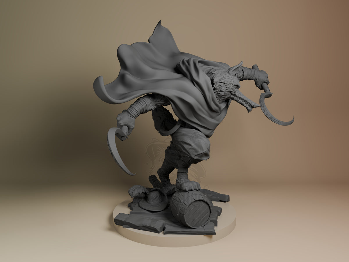 Right side angle highlighting notable pose or armor/prop feature.