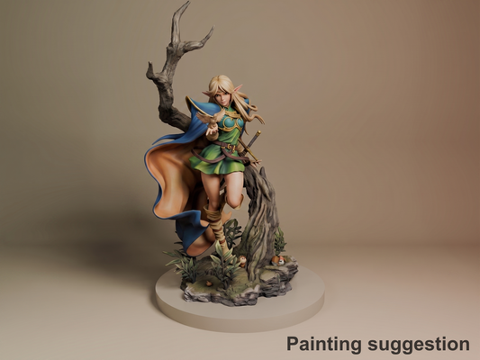 Leaflit Lodoss Chronicle 3D printed resin figure by Nomnom, colored view.