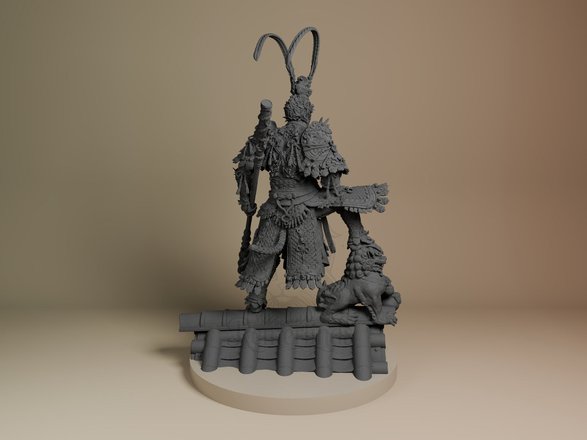Rear view showing cloak, back armor, or base sculpt detail.