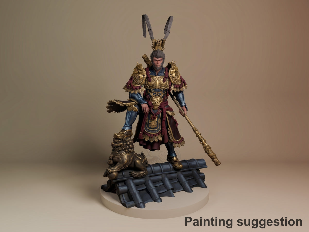 Wukong Destined One 3D printed resin figure by Bulkamancer, colored view.