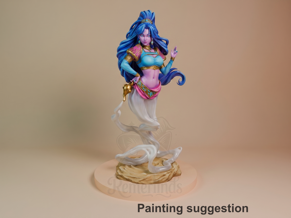 Djinn Original Art 3D printed resin figure by CA3D Studios, colored view.